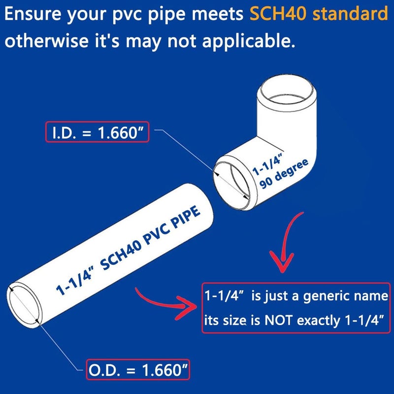 letsFix 90 Degree PVC Fittings 1-1/4 Inch (4-Pack), Furniture-Grade, Heavy-Duty Pipe Connectors for Plumbing, DIY Projects, and Home Furniture Assembly, Compatible with 1-1/4" Schedule 40 PVC Pipes‌ - Image 5